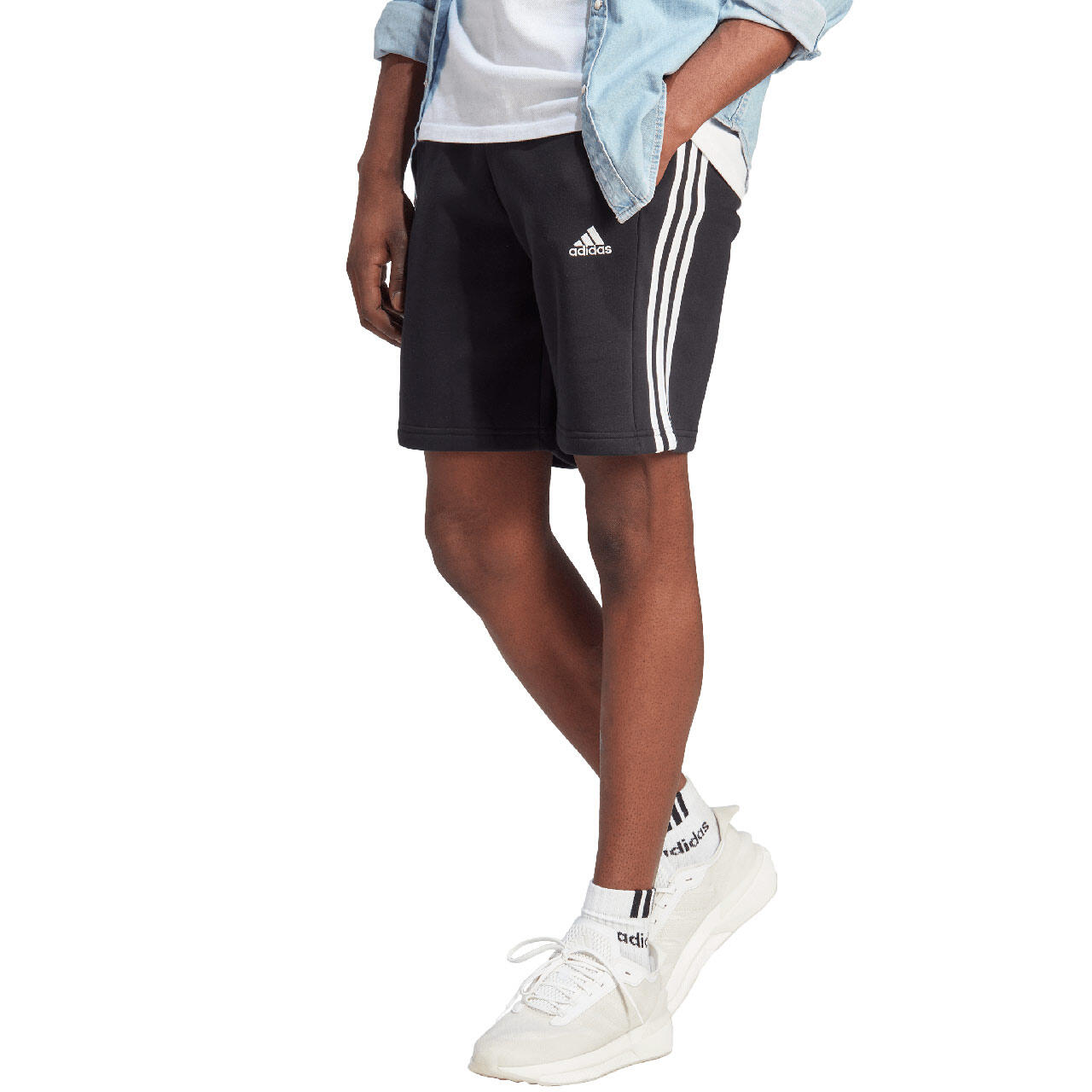 Pantaloncini da uomo adidas Essentials Fleece 3-Stripes 3/7