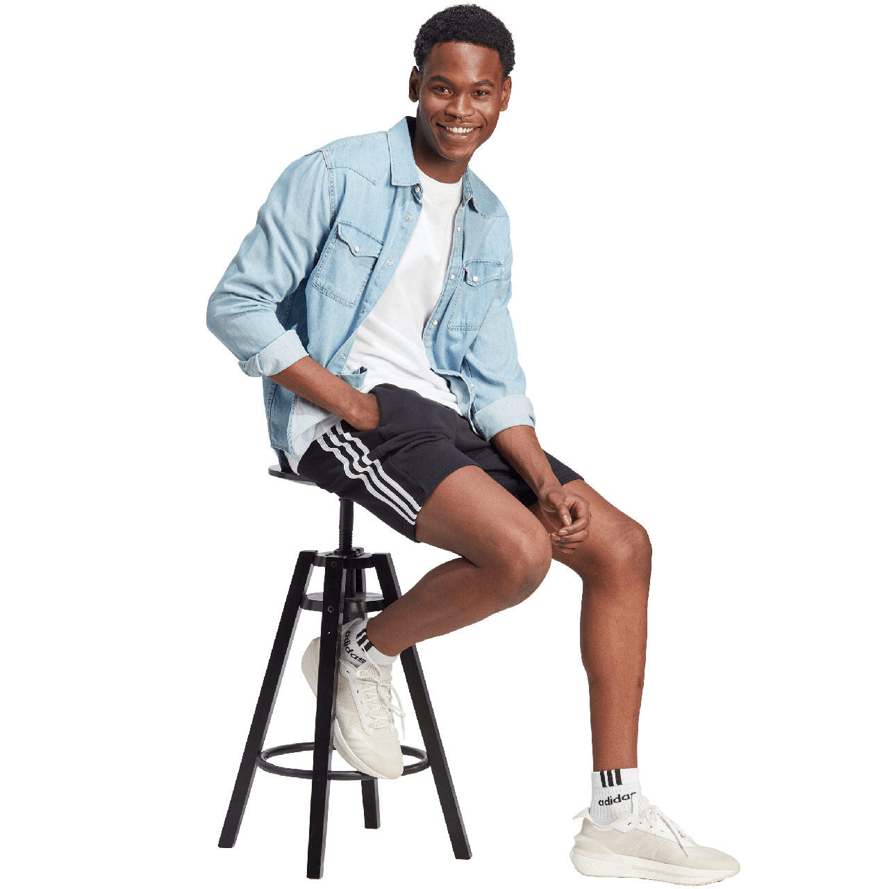 Pantaloncini da uomo adidas Essentials Fleece 3-Stripes 4/7