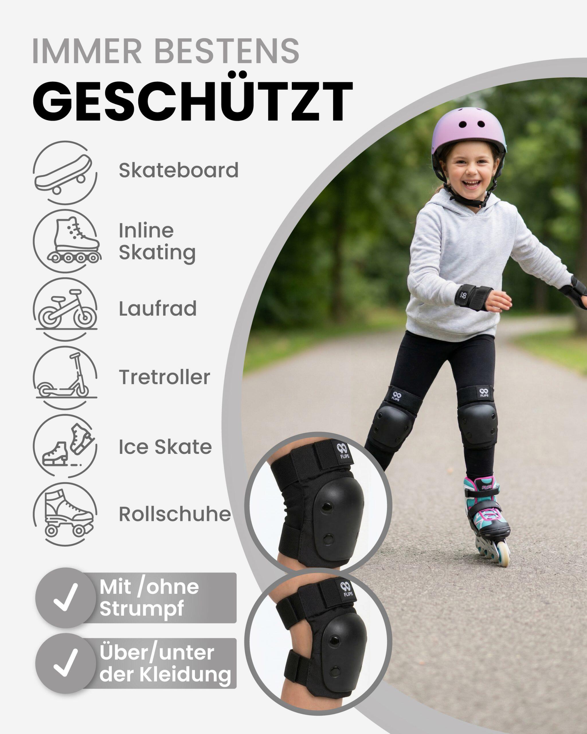 Protecciones Patines Niña - Rodilleras y Coderas 3-12, Protectores Niño skate 5/7