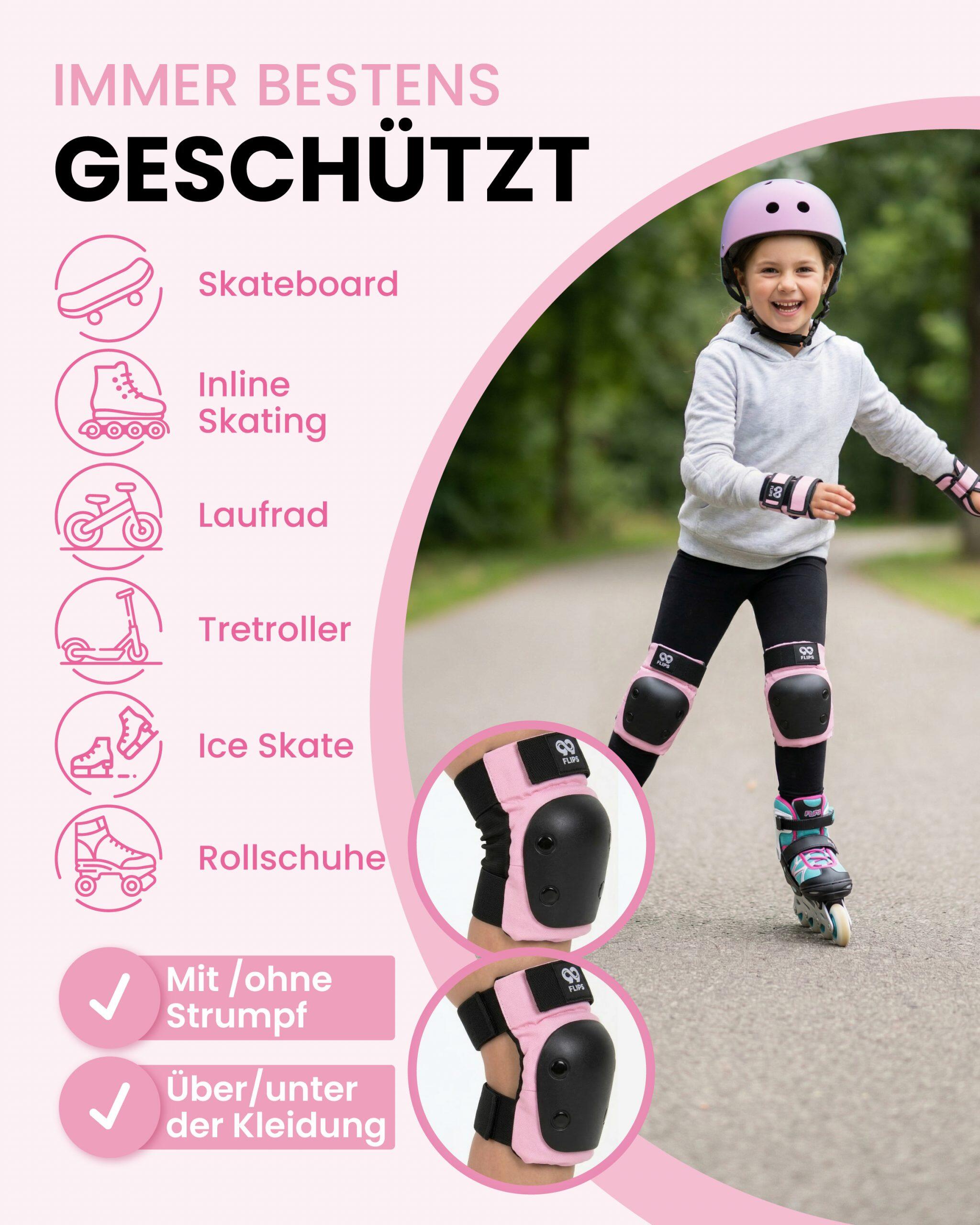 Protecciones Patines Niña - Rodilleras y Coderas 3-12, Protectores Niño skate 5/7