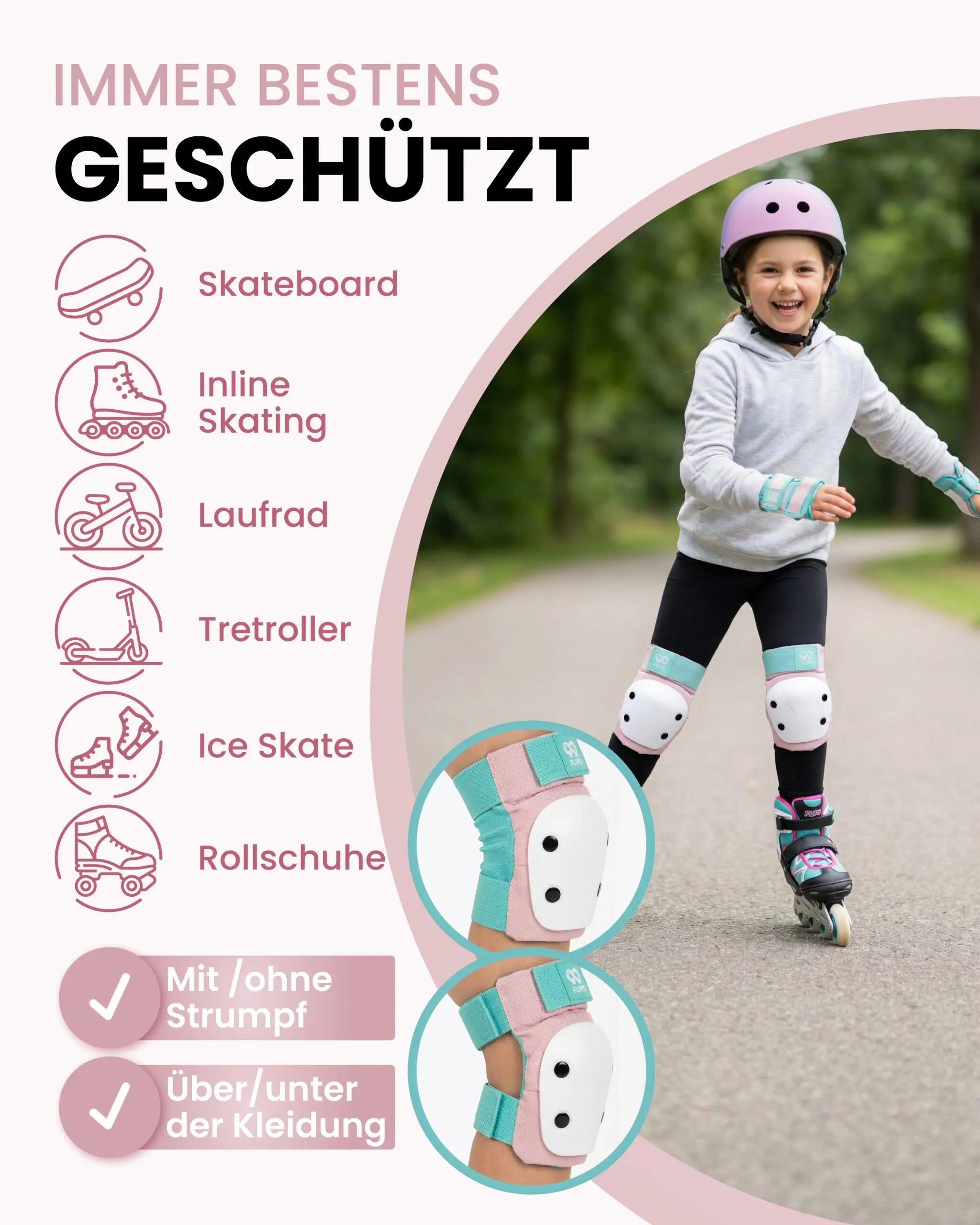 Schützer Set Inliner Kinder 3-12 Jahre mit Handgelenkschützer für Skateboard 7/7