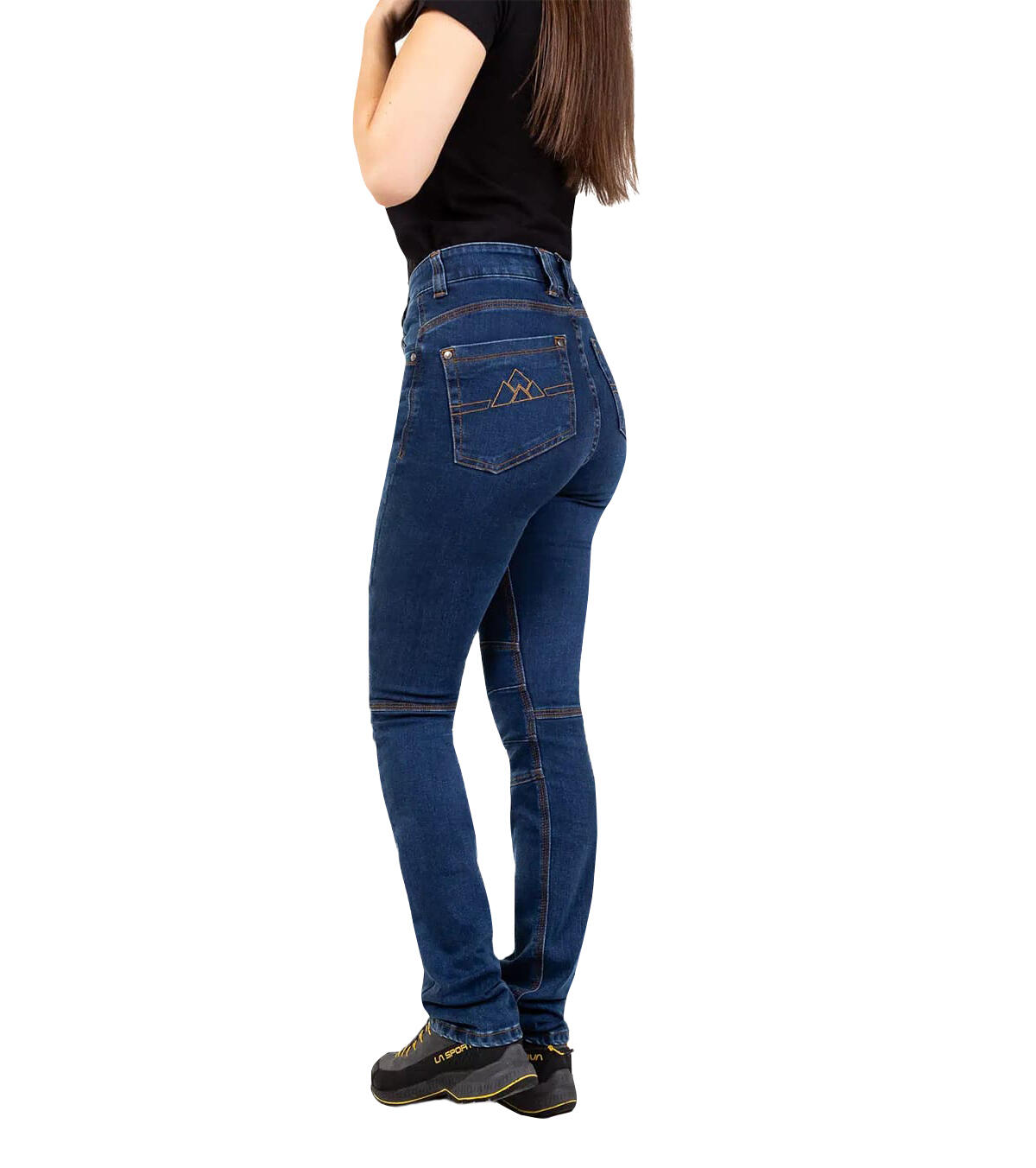 Pantalón Vaquero de Montaña y Escalada Elástico y Ligero Navajo Mujer 3/4