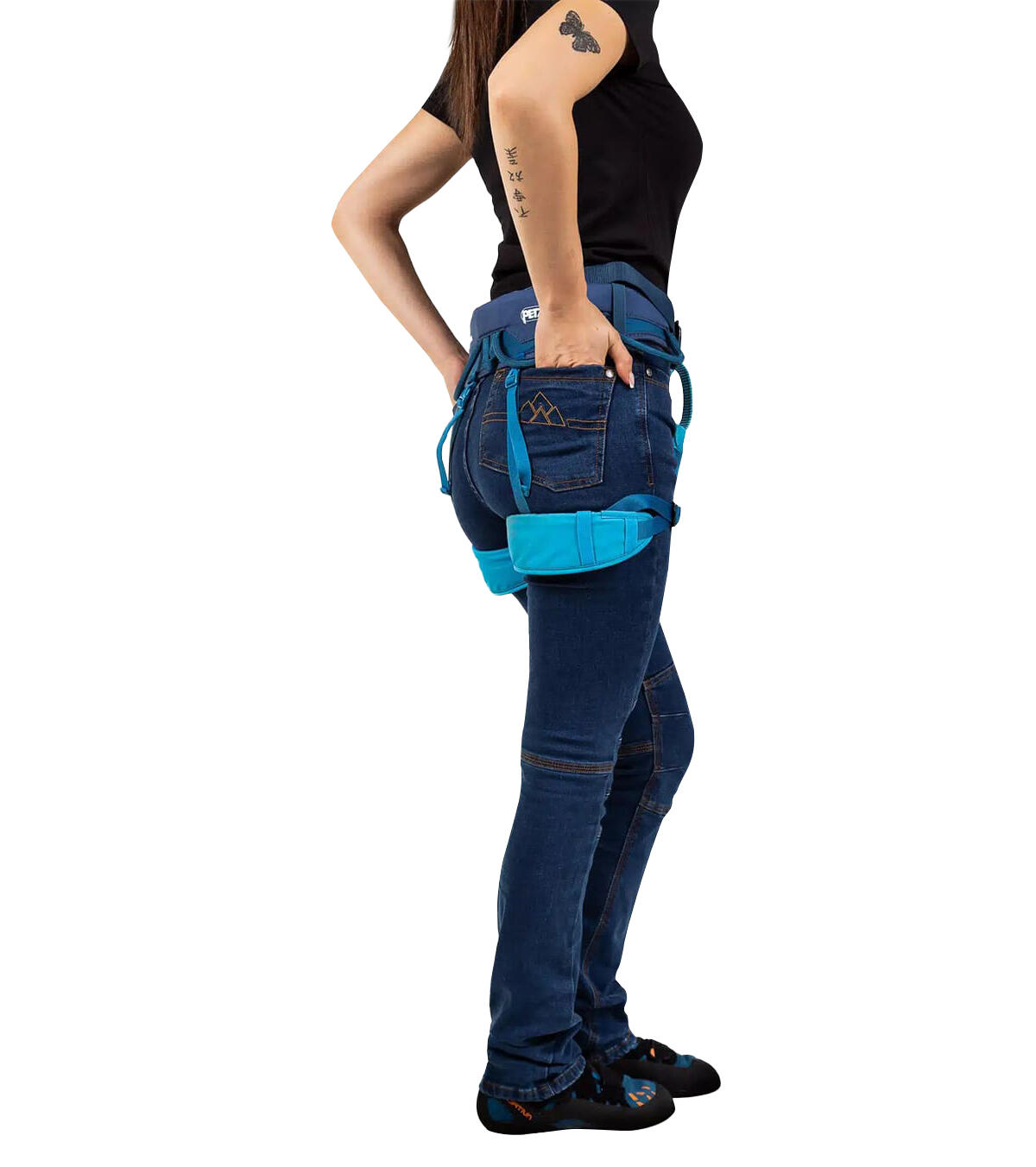 Pantalón Vaquero de Montaña y Escalada Elástico y Ligero Navajo Mujer 4/4