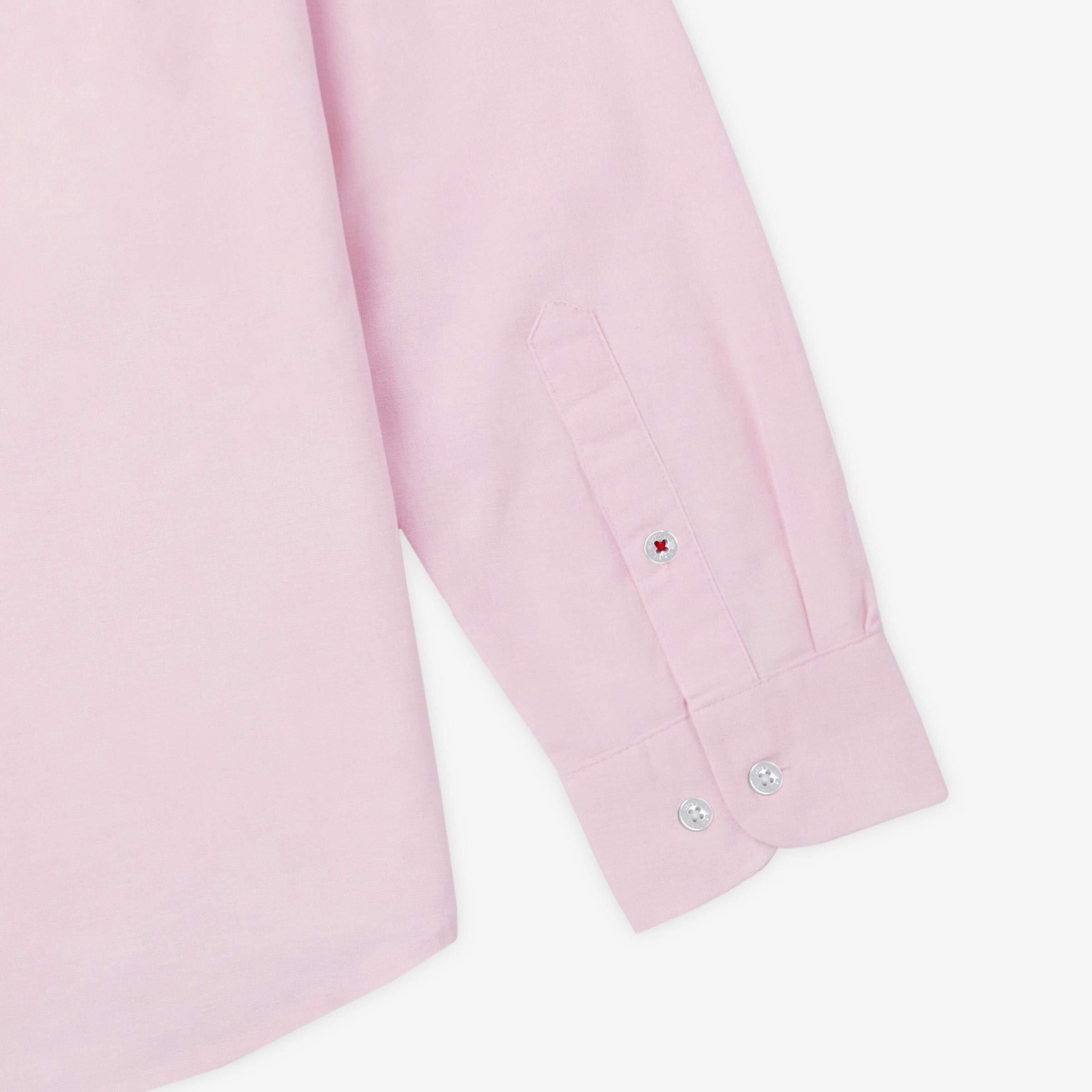 Camicia a maniche lunghe in cotone oxford rosa con bordino tricolore 4/4