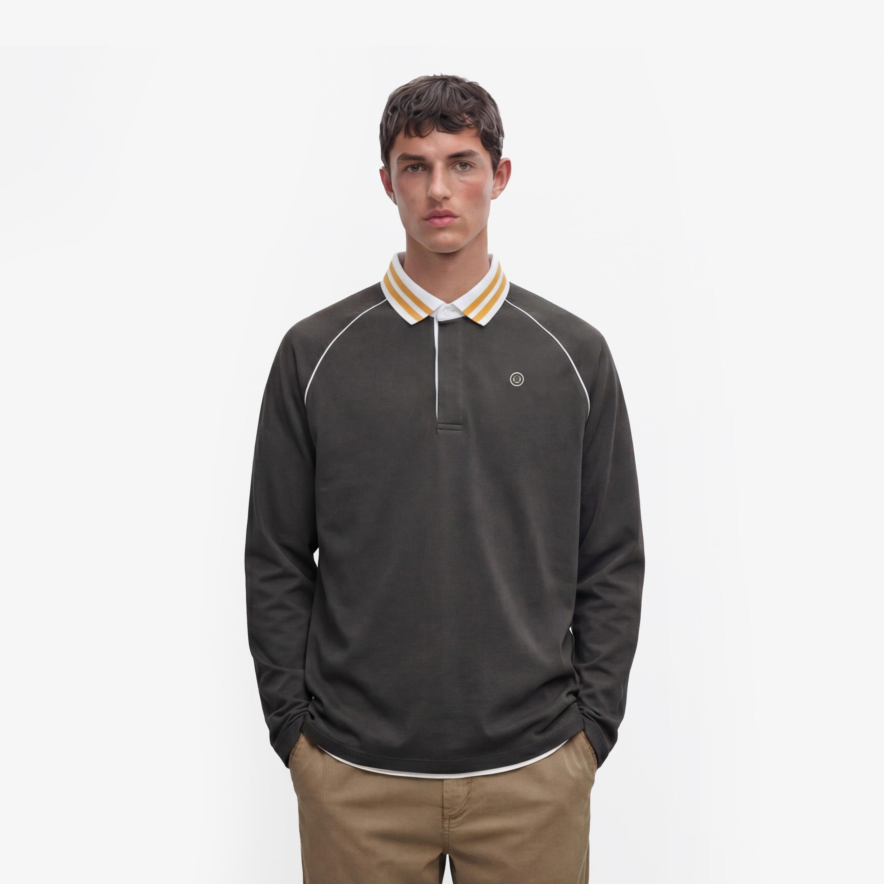 Maglia da rugby con maniche raglan in cotone grigio antracite 2/5