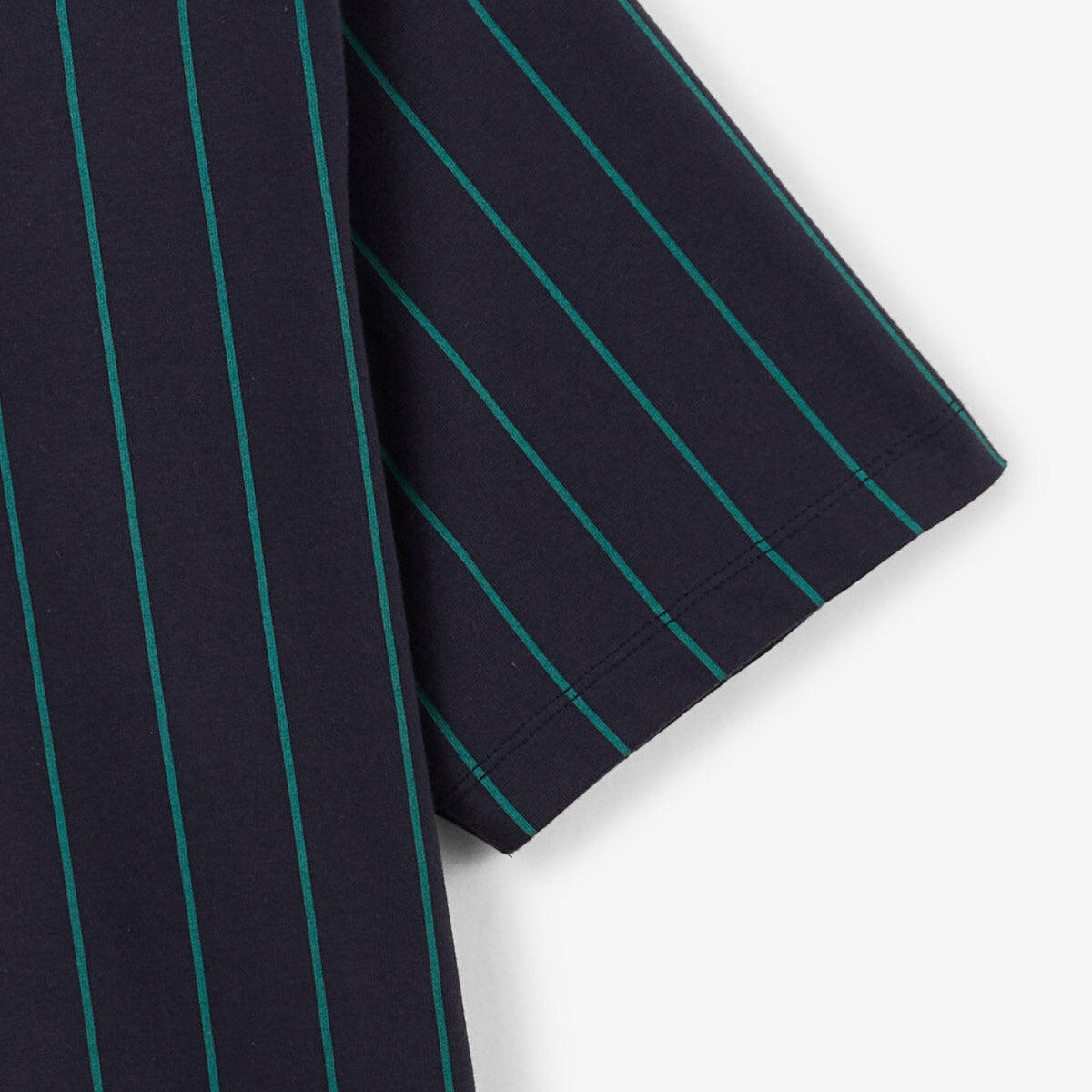 Polo de manga corta de jersey de algodón a rayas azul marino y verde 5/6