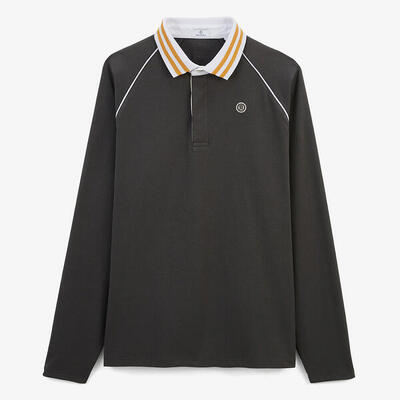 Rugby shirt met raglanmouwen van koolstofgrijs katoen