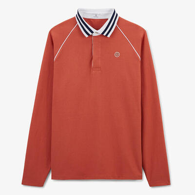 Rugby shirt met raglanmouwen van roestoranje katoen