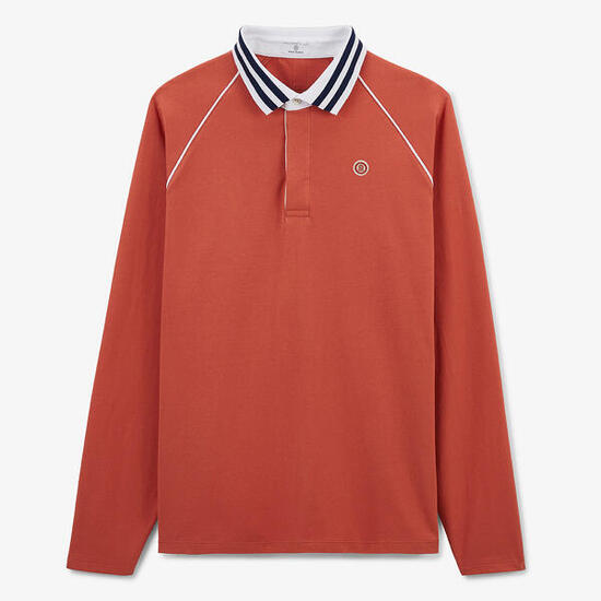 Maillot de rugby manches raglan en coton orange rouille