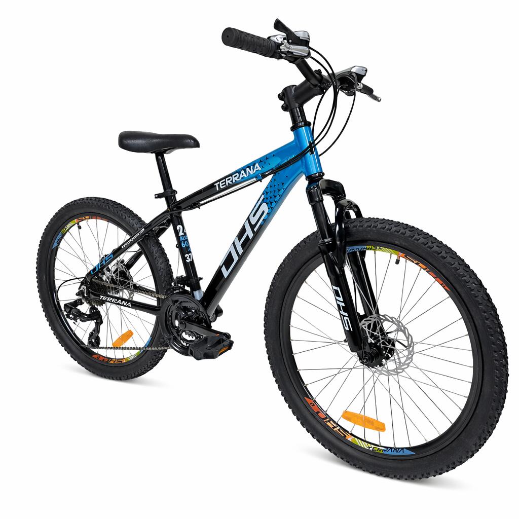 Kinderfahrrad DHS Terrana 2423 – 24 Zoll, Modell 2026, Blau-Schwarz 2/7