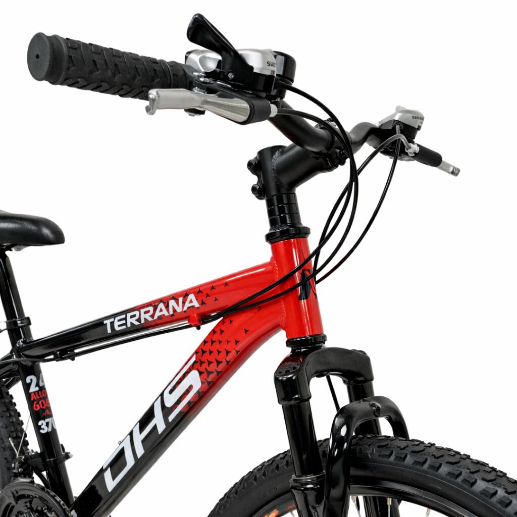 Kids Bike DHS Terrana 2423 – 24 Zoll, Modell 2026, Rot-Schwarz 6/7