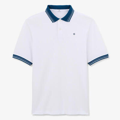 Polo met korte mouwen van wit piqué katoen met tweekleurige details