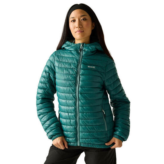Veste Matelassée Unie À Capuche HURDEN Femme (Vert Sarcelle)