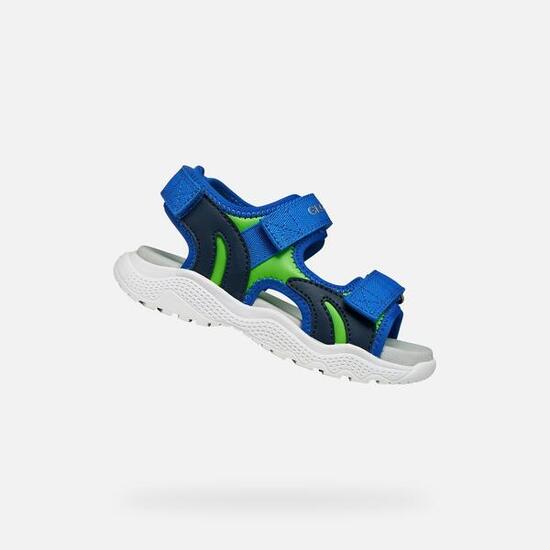 Sandales Garçon J SANDAL SPLUSH BOY Bleu Roi/Vert