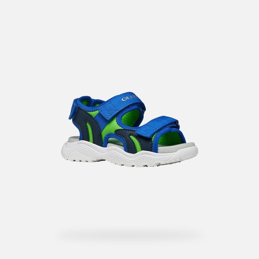Sandales Garçon J SANDAL SPLUSH BOY Bleu Roi/Vert 4/7