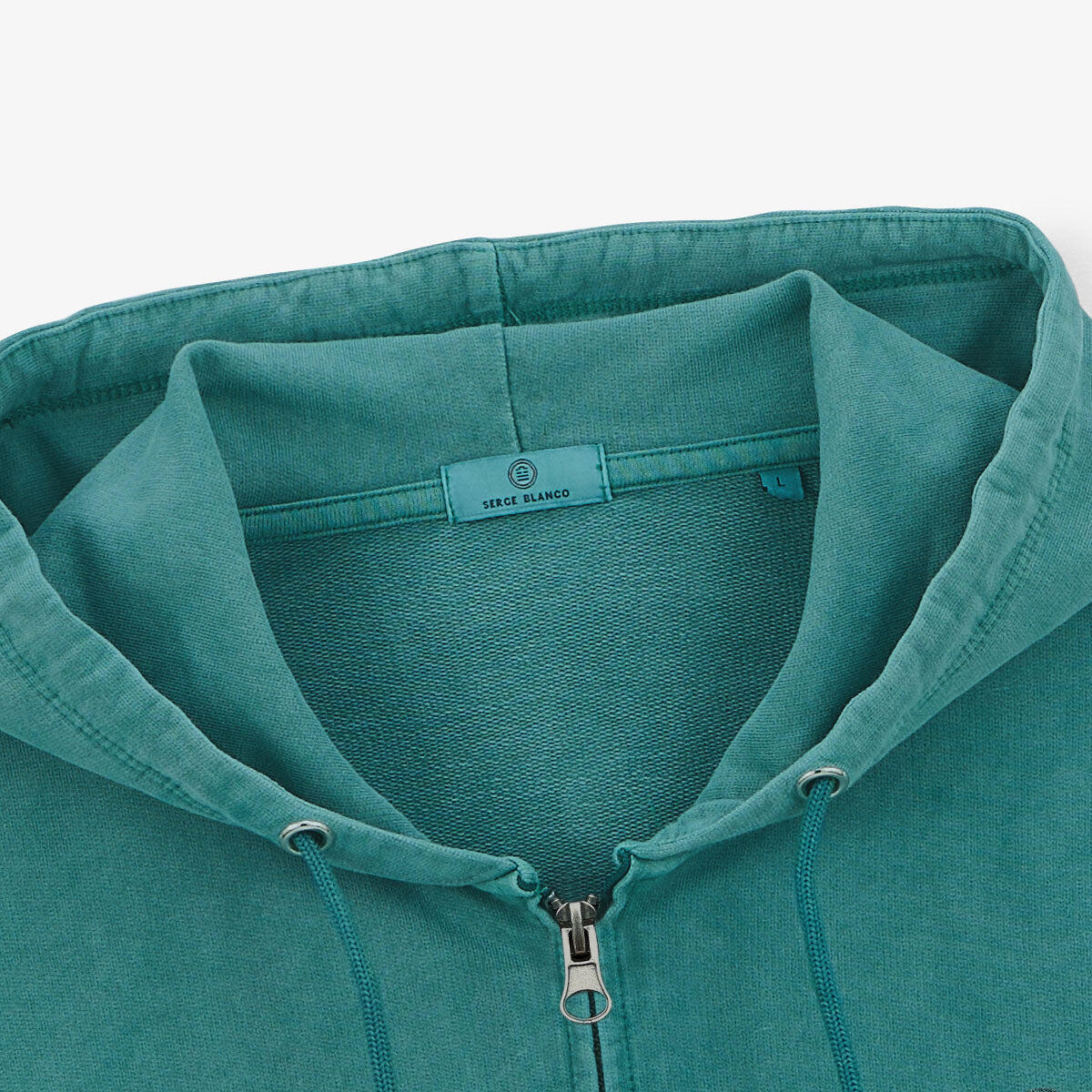 Hoodie met ritssluiting en old-effect in mintgroen katoen 4/5