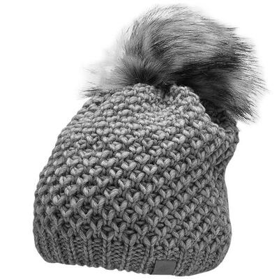 4f damesmuts grijs melange met pompon