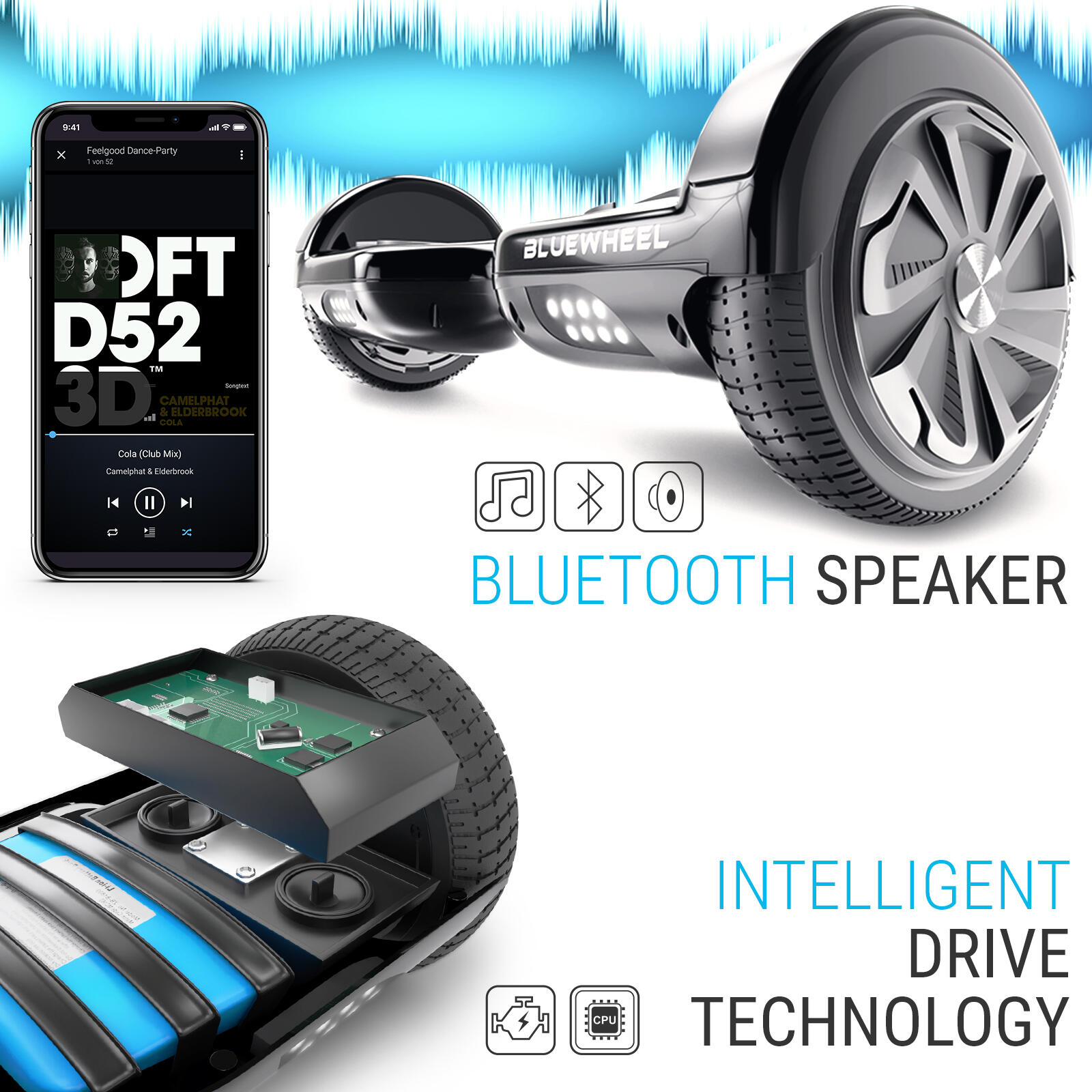Bluewheel HX310s_BL hoverboard 6,5", app, Bluetooth, 15 km/u 3/8
