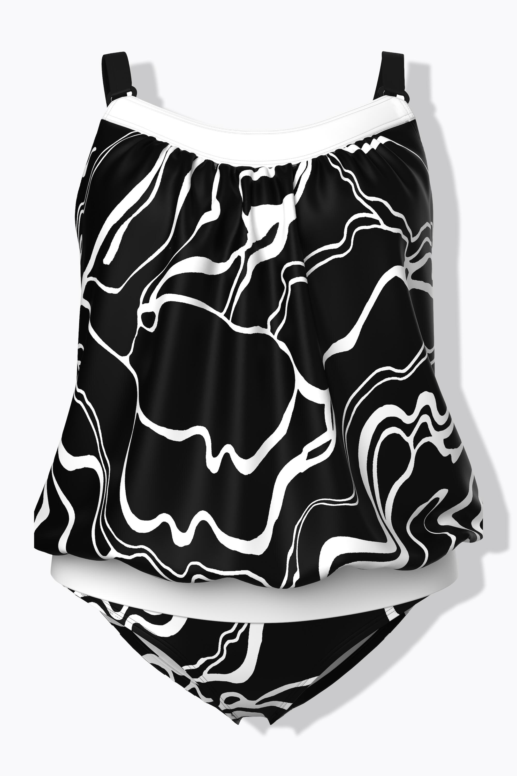 Femme Tankini avec bonnets souples bretelles ajustables et motif courbes 6/7
