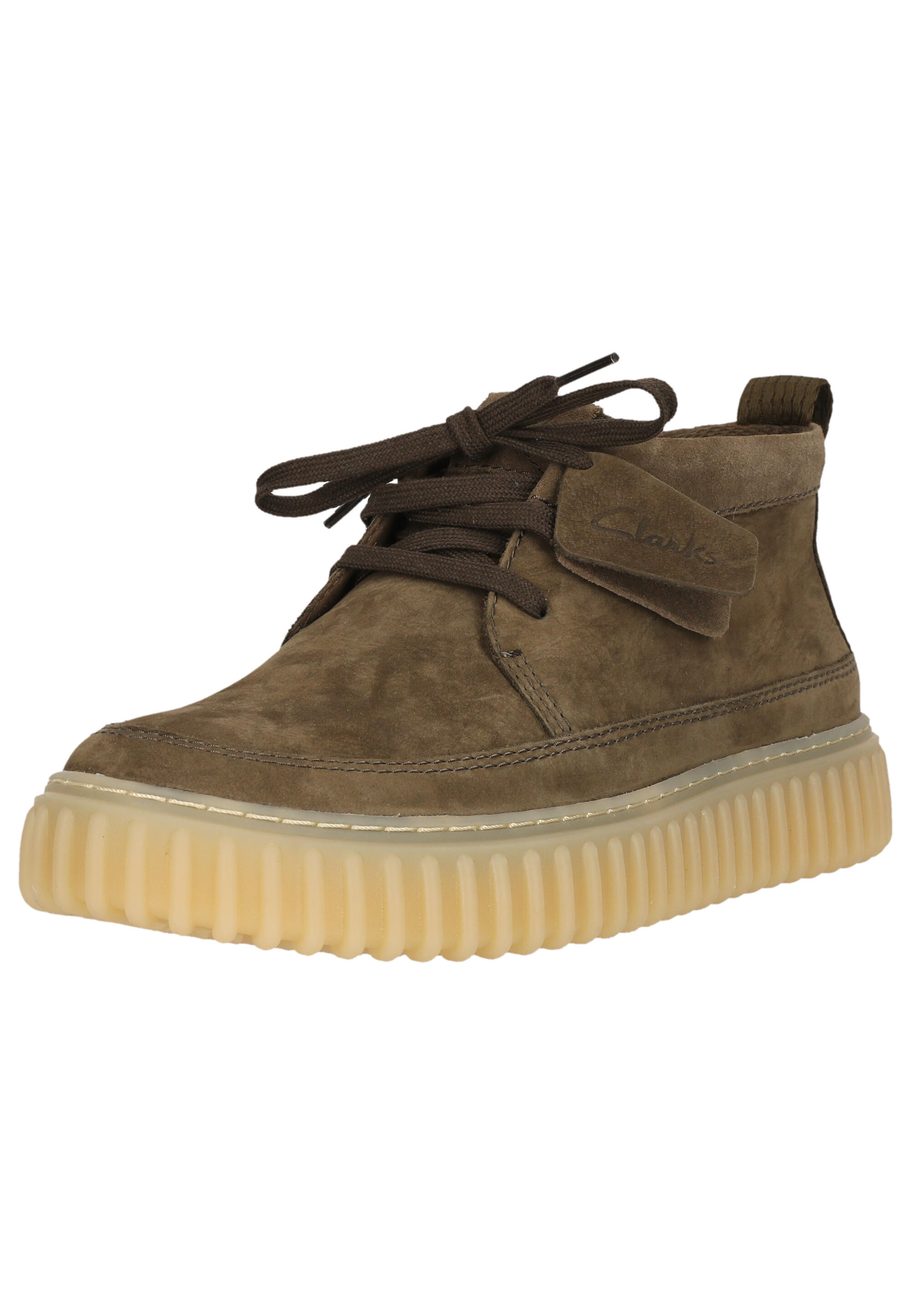 Zapatillas Verdes Clarks Torhill LaceHi Khaki Nubuck de Diseño Sencillo 2/5