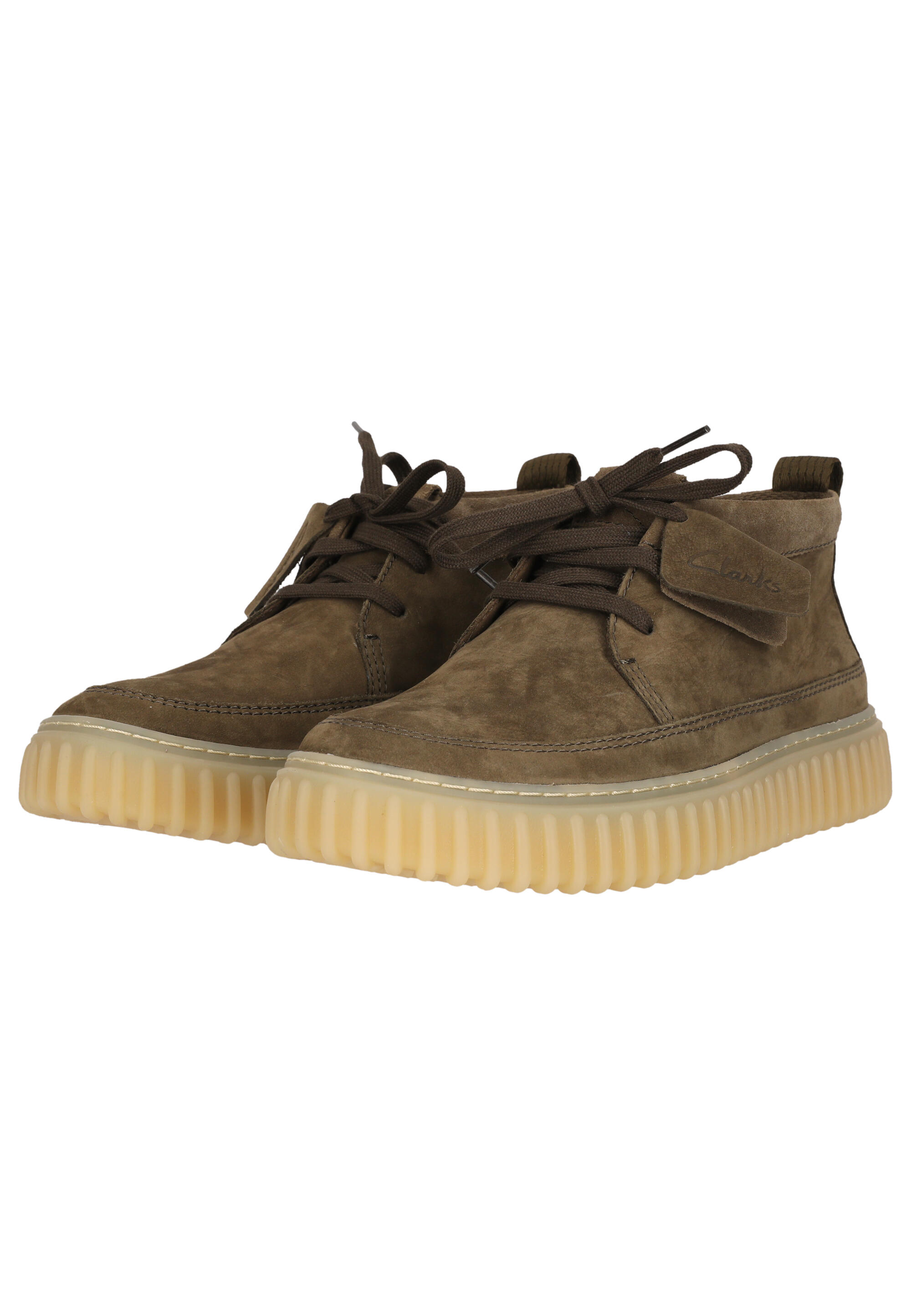 Zapatillas Verdes Clarks Torhill LaceHi Khaki Nubuck de Diseño Sencillo 4/5