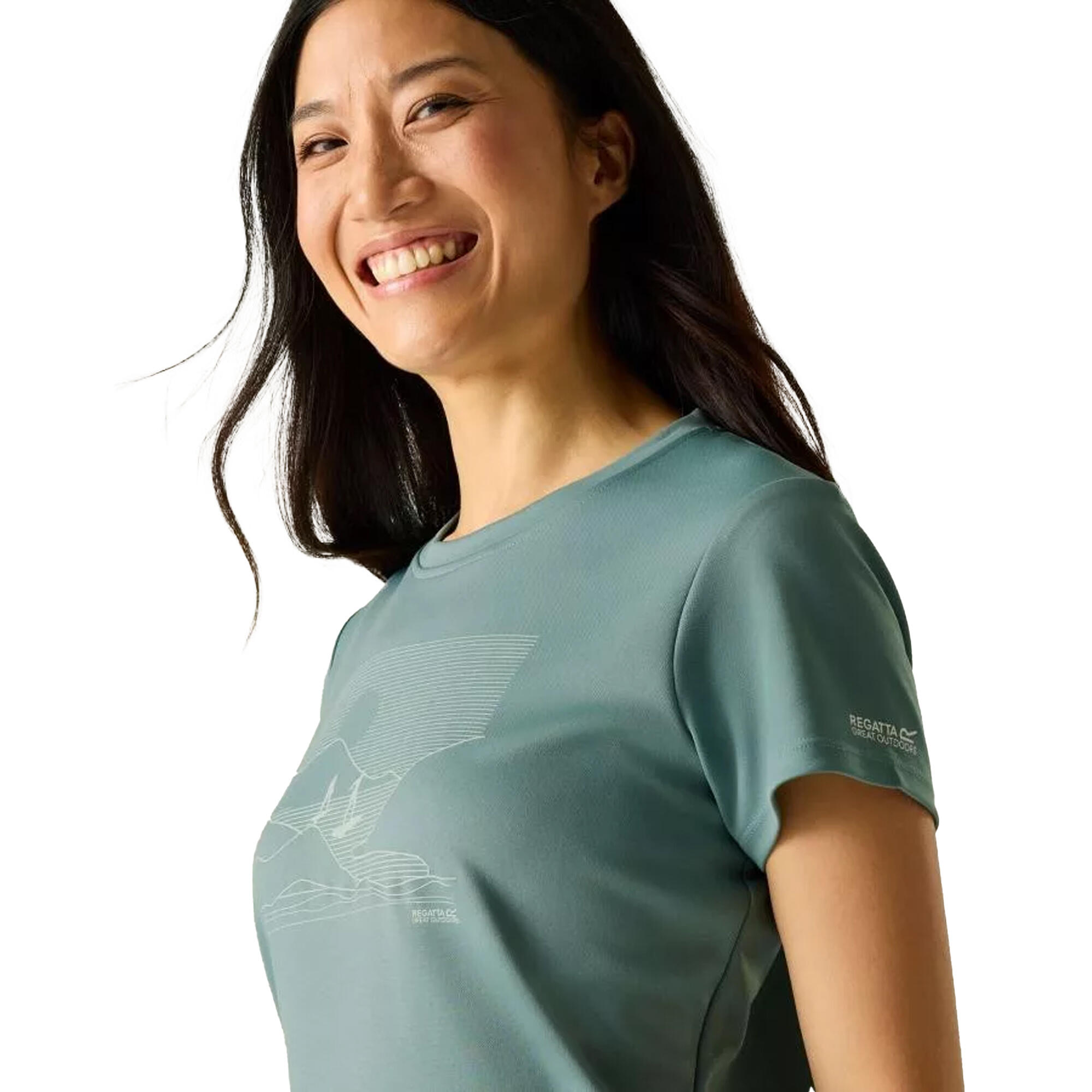 Tshirt Motif/style Surfeur FINGAL Femme (Turquoise Pastel) 2/3