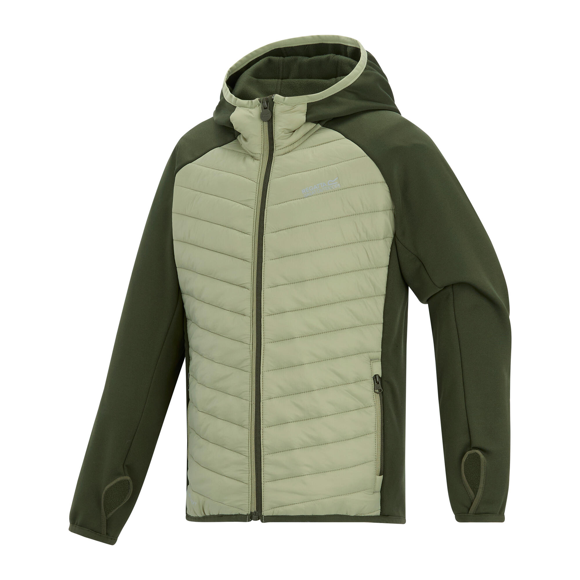 "Andreson" Steppjacke für , Hybrid Kinder Dunkel-Khaki/Leichter Salbei 3/5