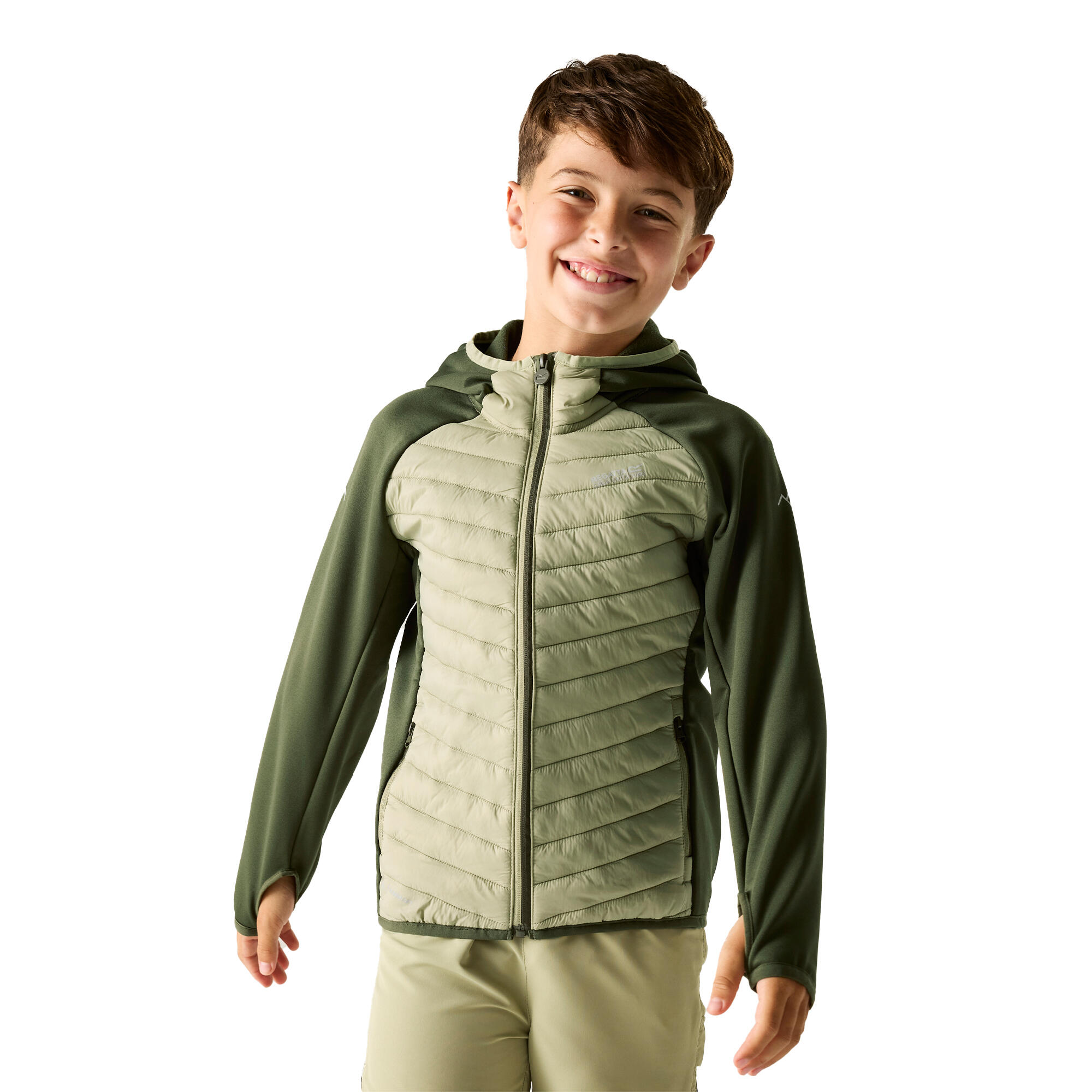 "Andreson" Steppjacke für , Hybrid Kinder Dunkel-Khaki/Leichter Salbei 4/5