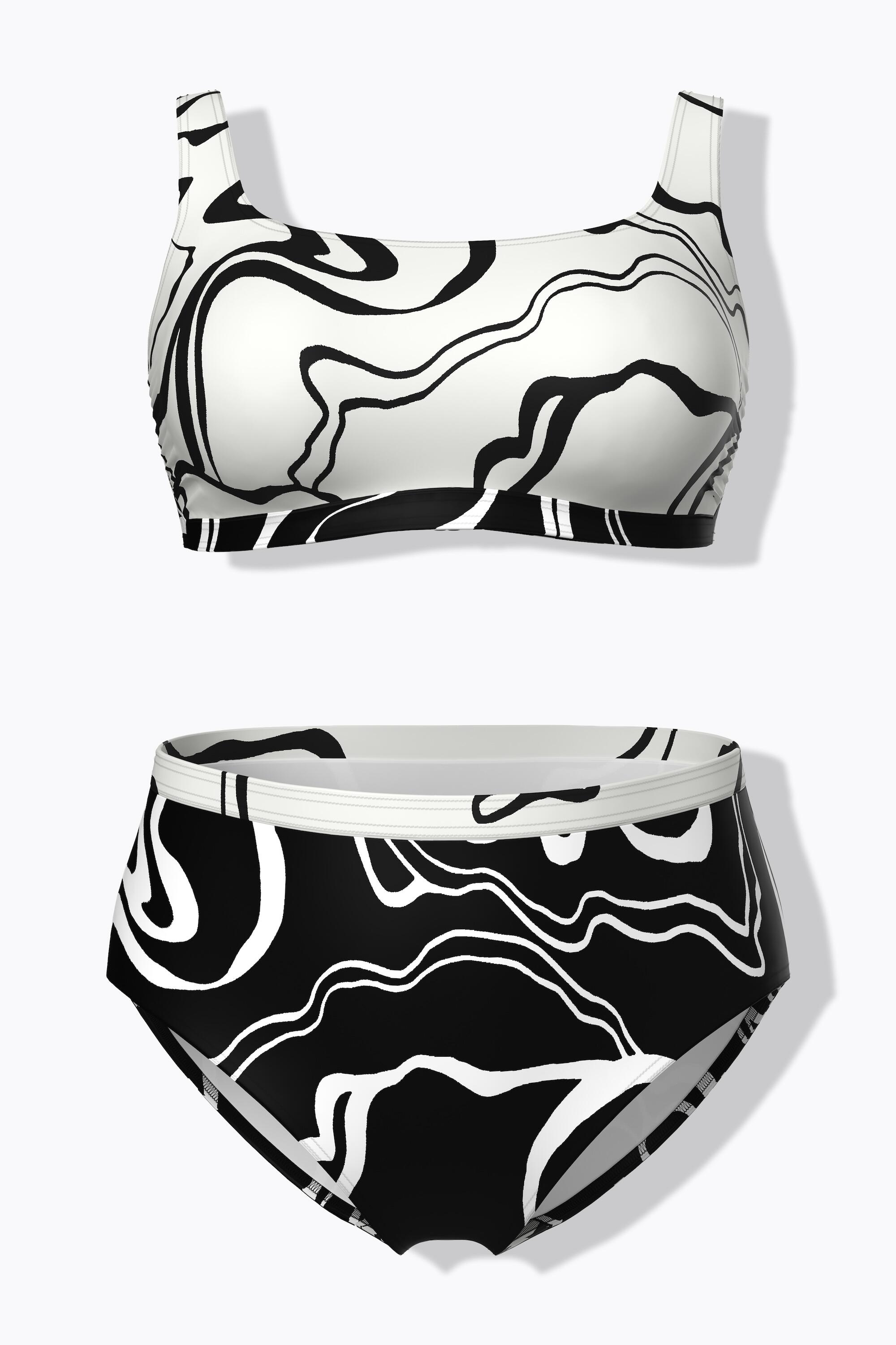 Femme Bikini avec bonnets souples bretelles ajustables et motif courbes 6/7
