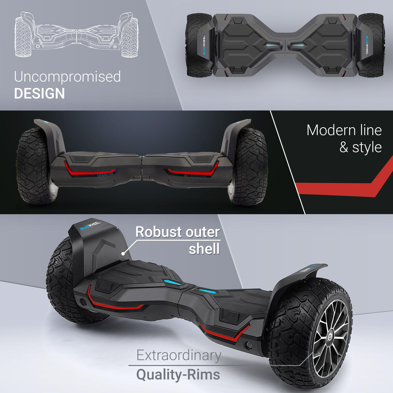 Bluewheel HX510 hoverboard 8,5", app, offroad, 15 km/u 3/6