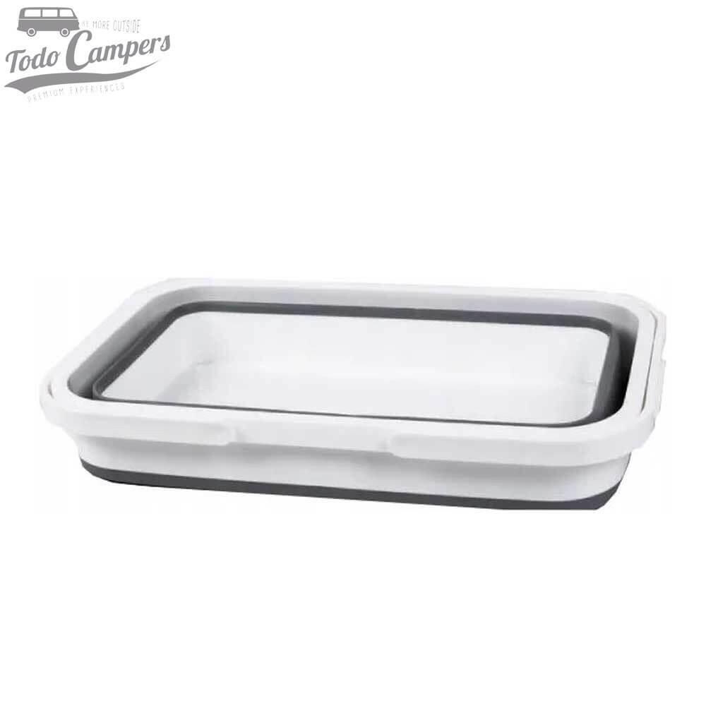 Cesta plegable de silicona blanco y gris con asas articuladas 2/7