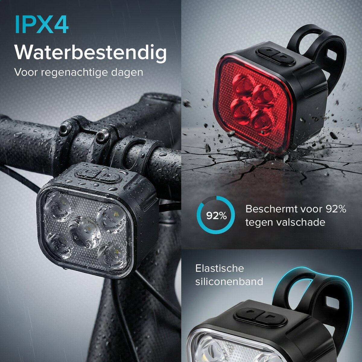 Éclairage Vélo 4x - Feu LED Avant et Arrière - Rechargeable USB 7/7