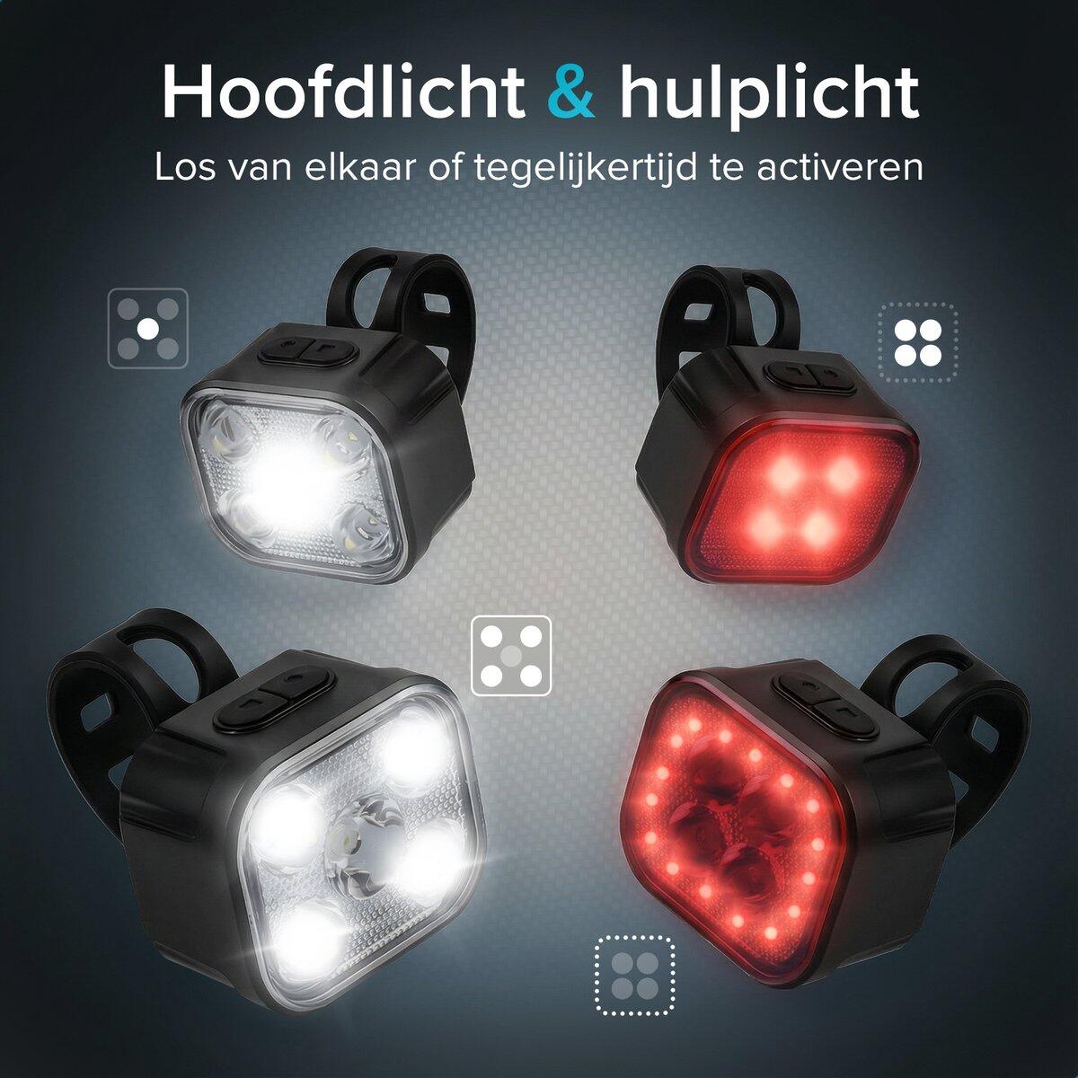 Éclairage Vélo 4x - Feu LED Avant et Arrière - Rechargeable USB 6/7
