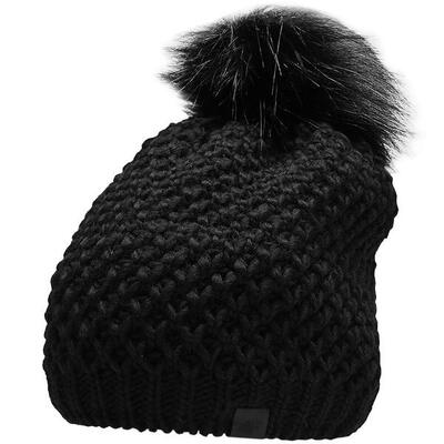 4f damesmuts zwart met pompon