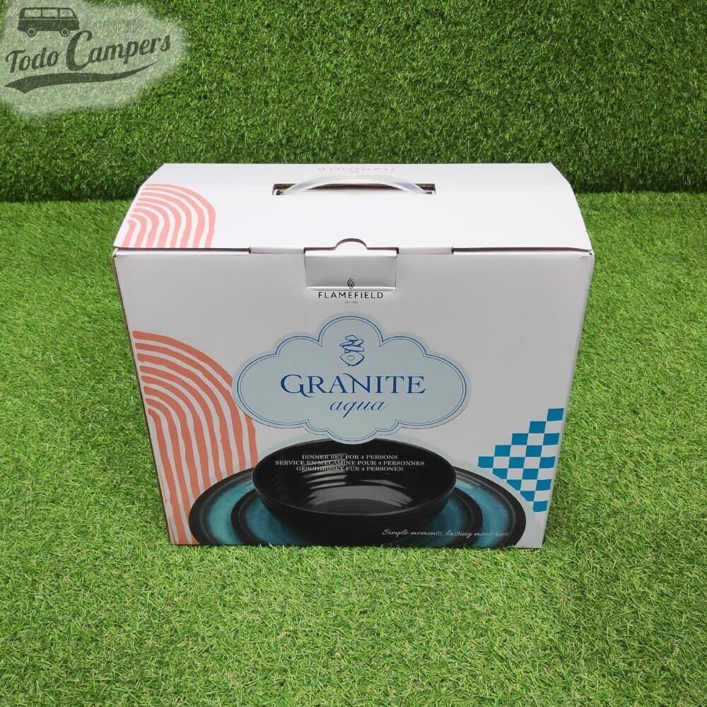 Vajilla de melamina Granite de color azul y negro - 4 Pax (12 piezas) 3/6