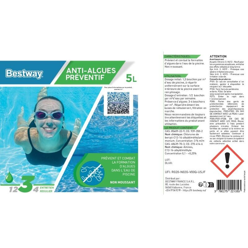 Bestway ANTI-ALGUES PREVENTIF FLACON DE 5 LITRES 5/5