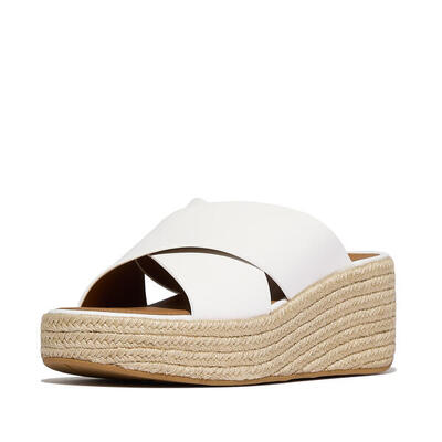 Fitflop fitflop platfforms espadrille leather wedge cross slides zwart 36