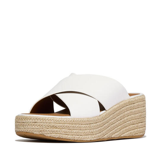 Sandales à talons compensés en cuir espadrille à lanières croisées FitFlop