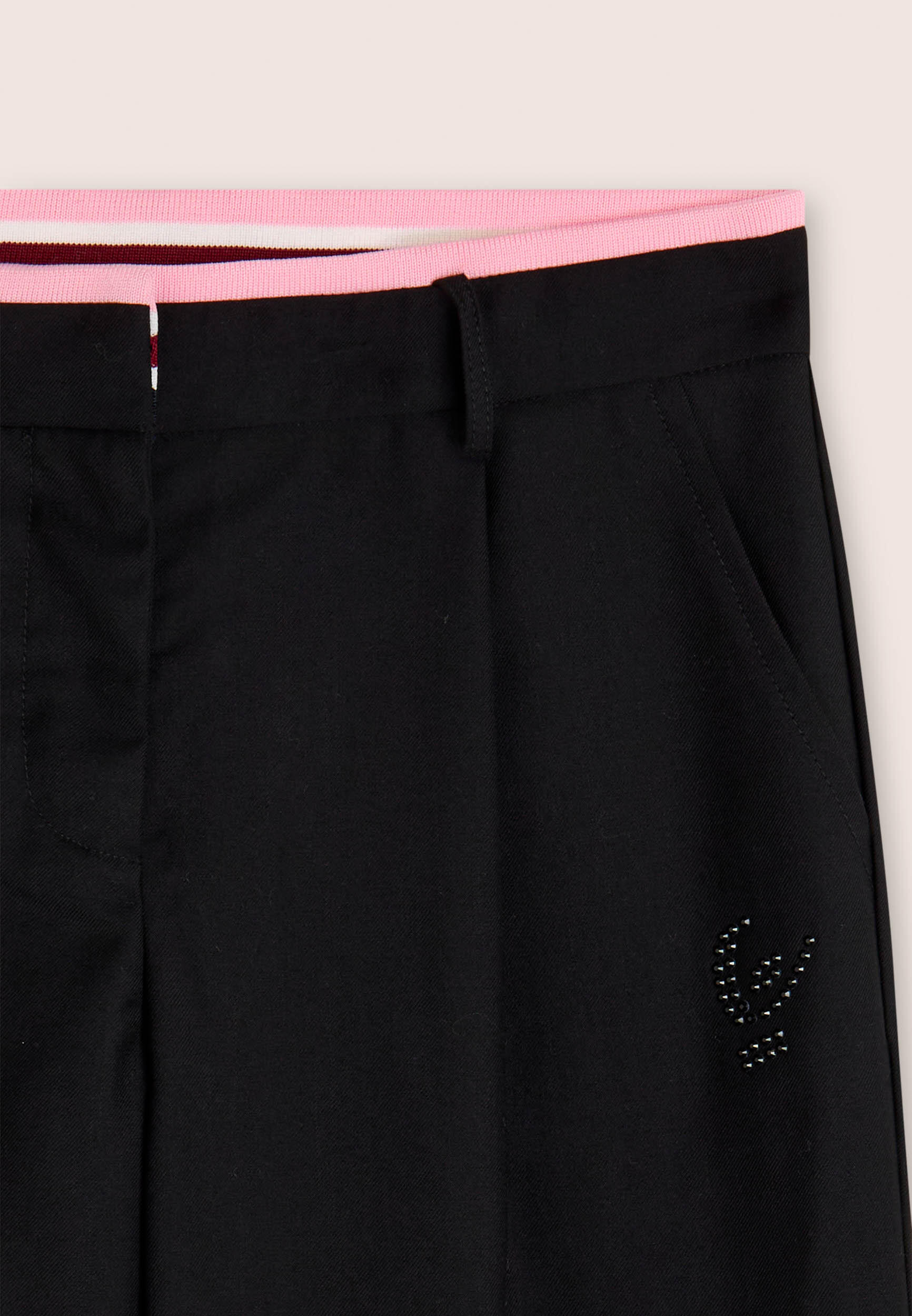 Pantaloni bambina wide leg con strass e dettagli a righe 3/3
