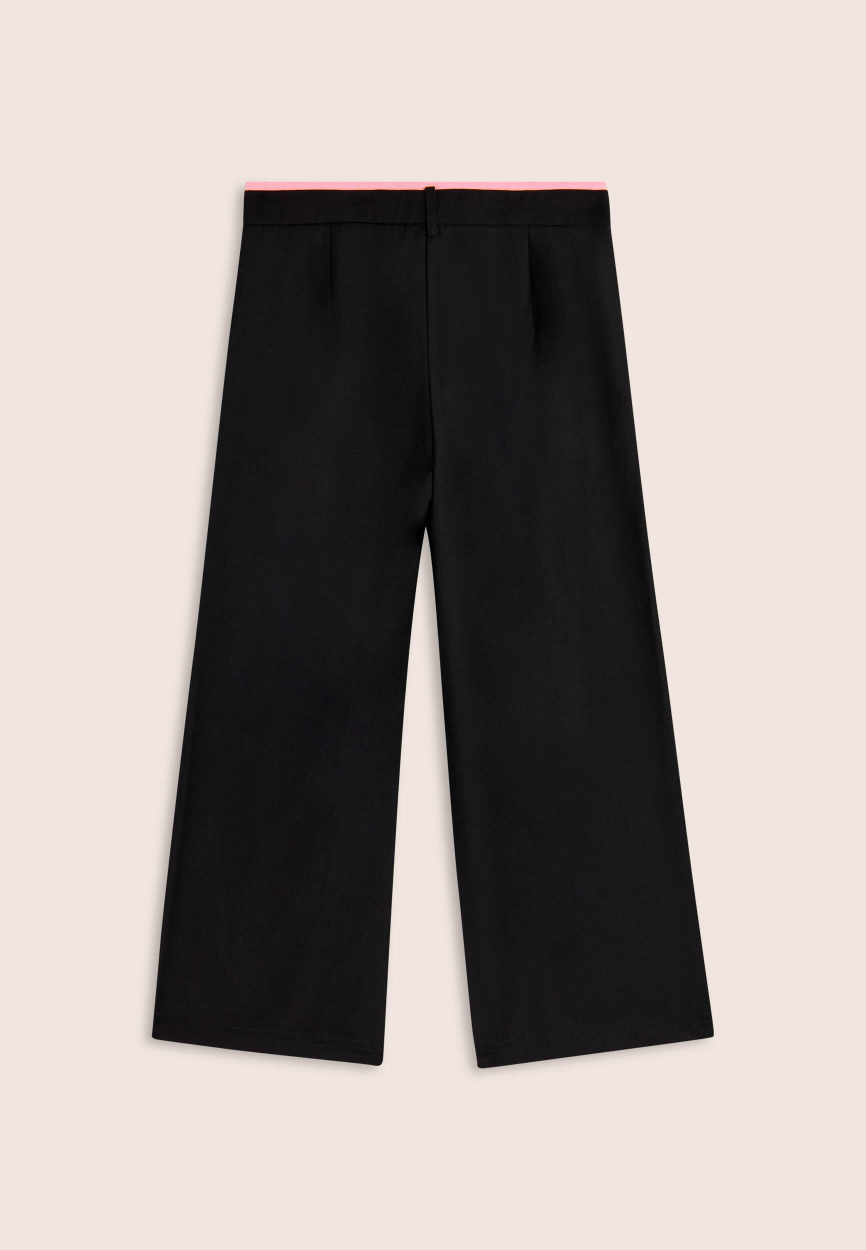 Pantaloni bambina wide leg con strass e dettagli a righe 2/3