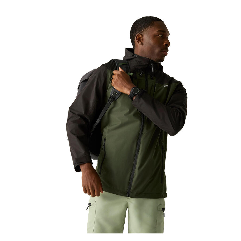 Mens Calderdale Colour Block Waterproof Jacket (Khaki Green/Black)