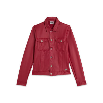 Veste style camionneur en simili cuir avec coupe courte