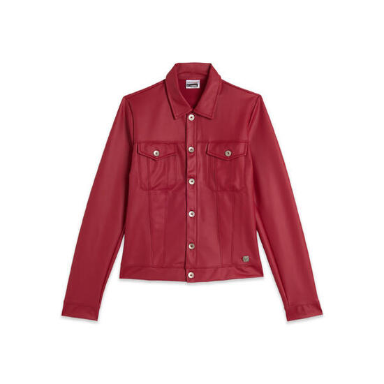 Veste style camionneur en simili cuir avec coupe courte