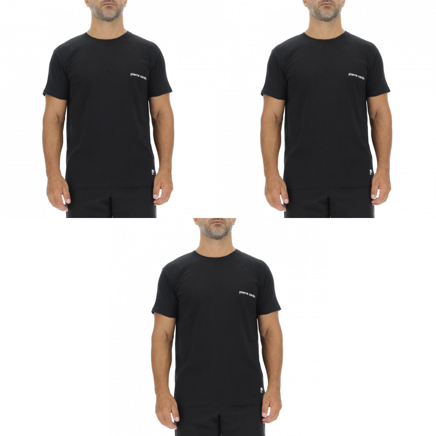 Lot de 3 T-shirts homme en coton uni col rond imprimé poitrine 1/3