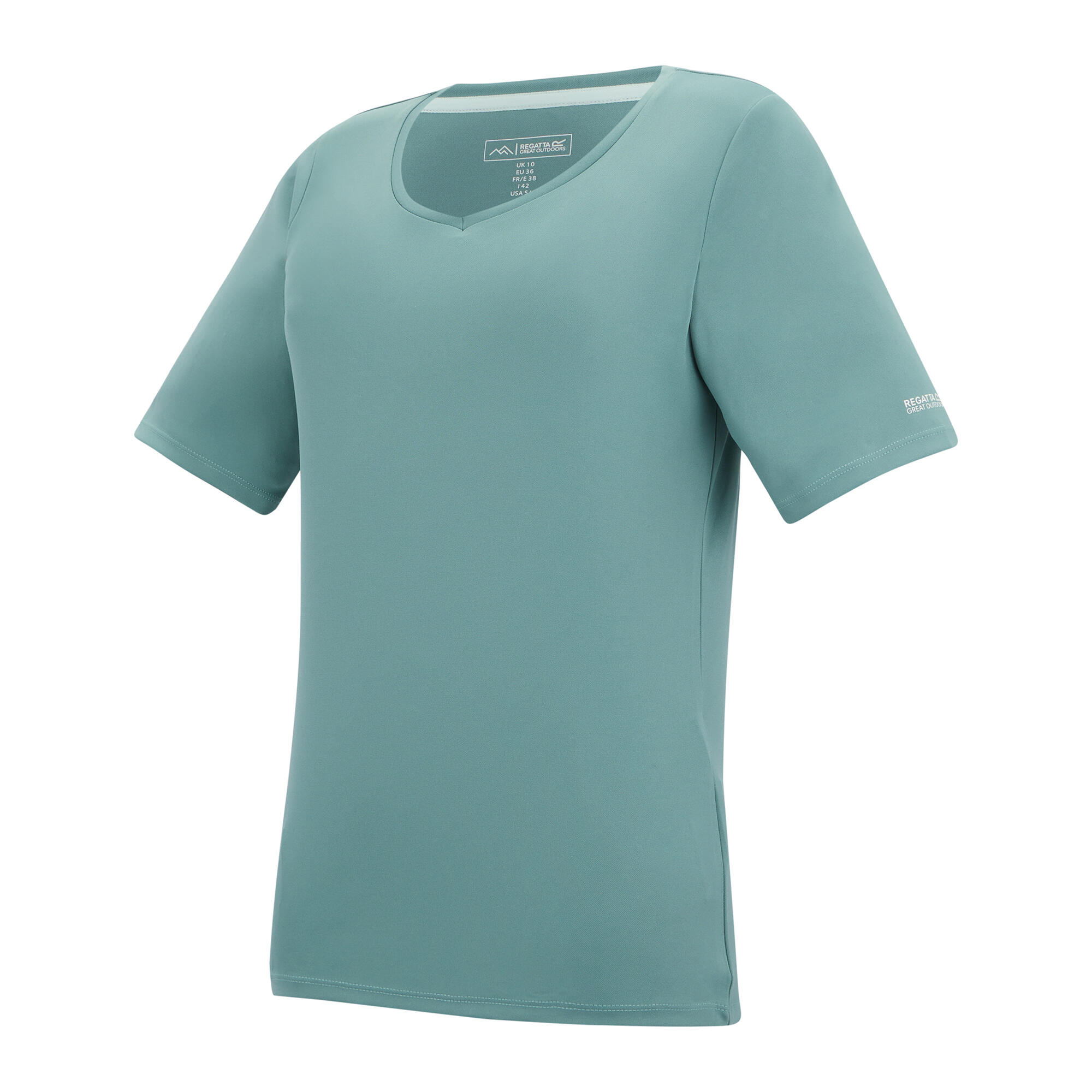 Tshirt Uni Col V FINGAL Femme (Turquoise Pastel) 3/5