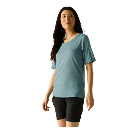 Tshirt Uni Col V FINGAL Femme (Turquoise Pastel)