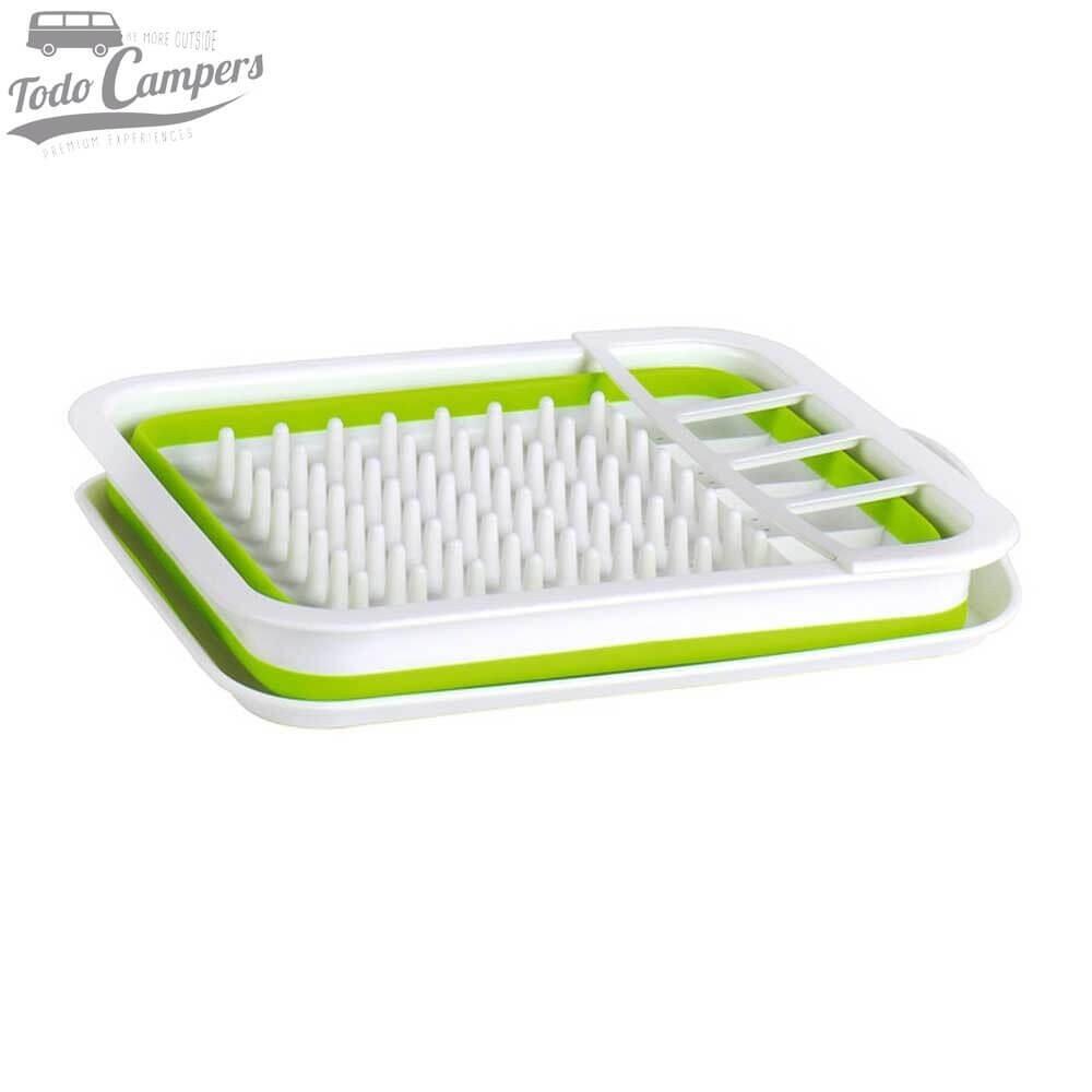 Escurreplatos plegable de silicona lima y blanco con bandeja 2/7