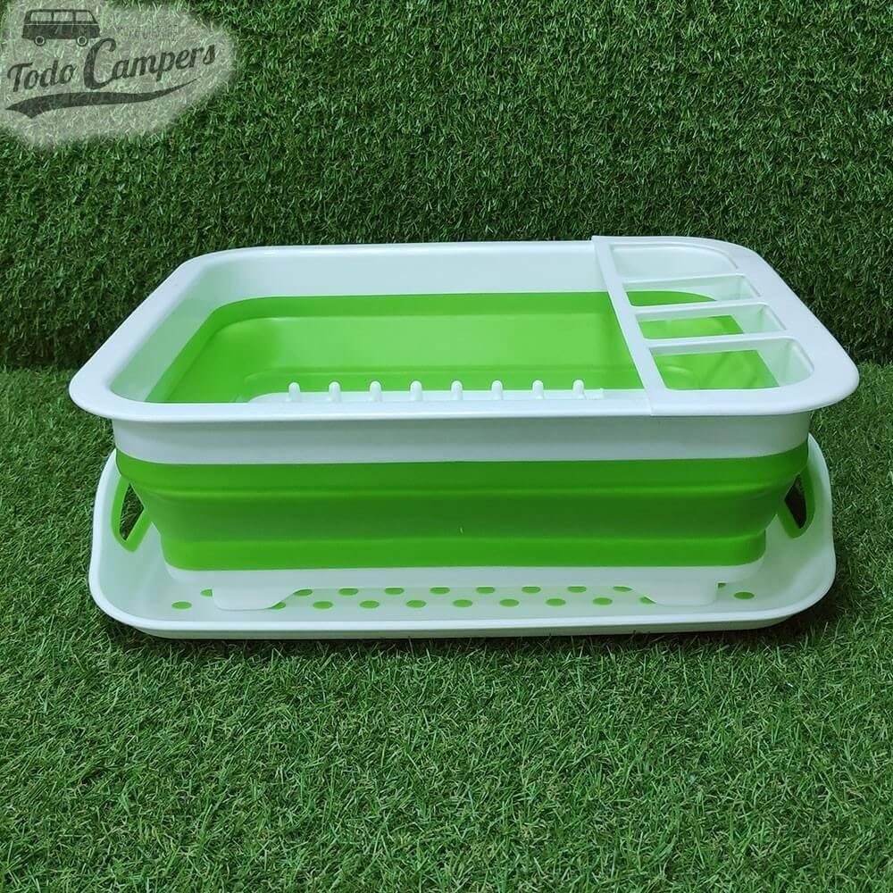 Escurreplatos plegable de silicona lima y blanco con bandeja 5/7