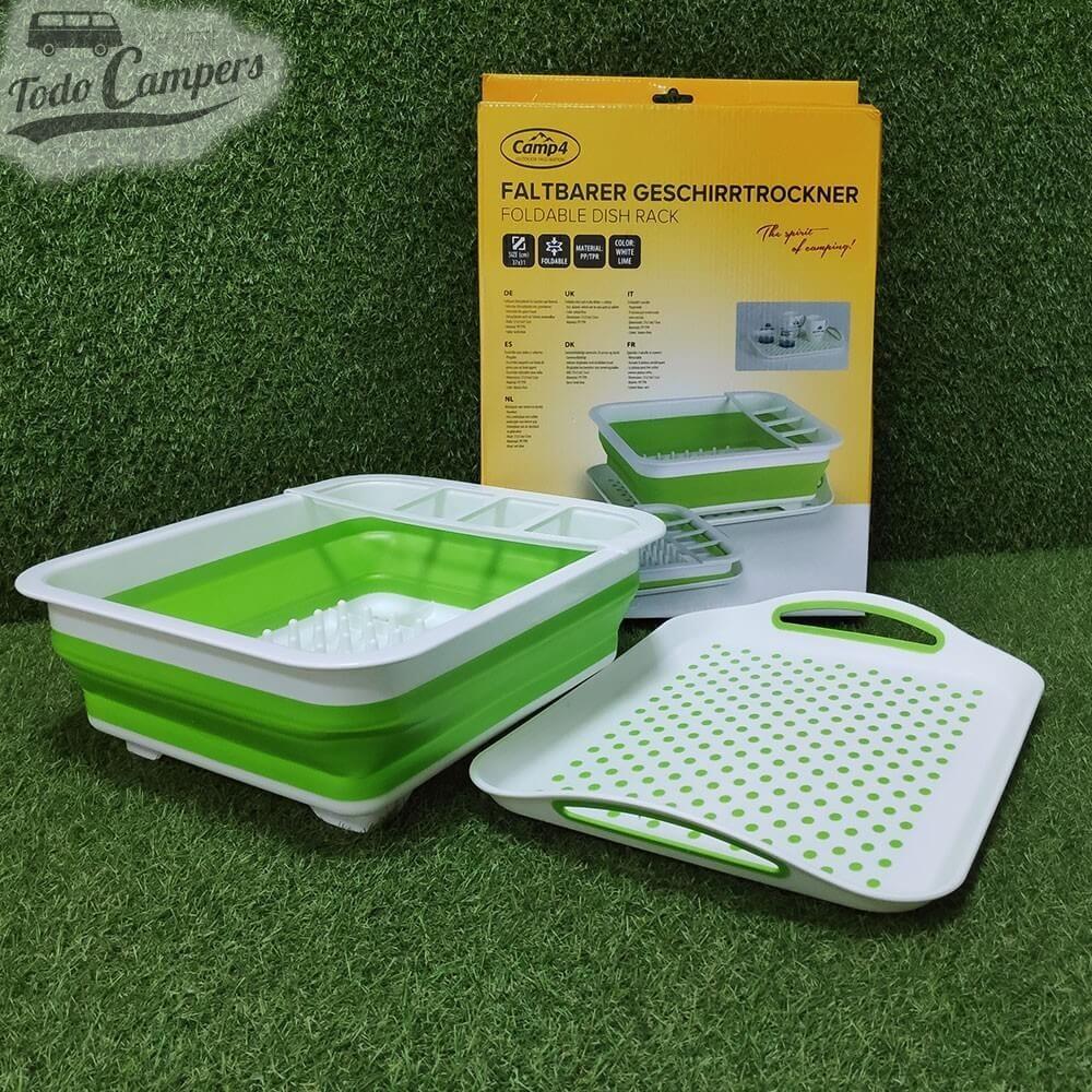 Escurreplatos plegable de silicona lima y blanco con bandeja 4/7