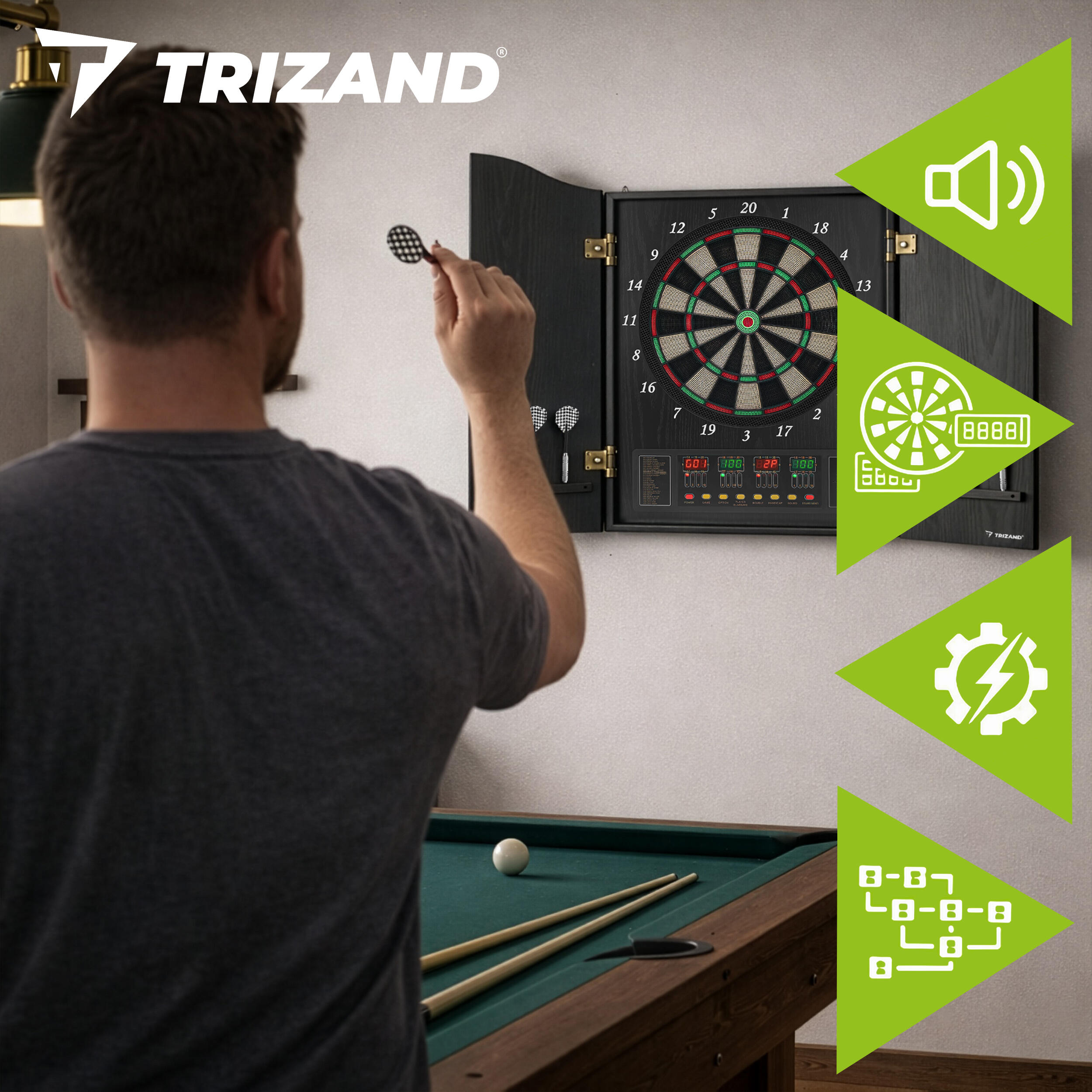 Dart do Gry w Rzutki Tarcza Elektroniczna Lotki Zestaw 27 Gier 243 Warianty 2/5